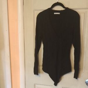 Abercrombie & Fitch XL Deep V Blaxk Sweater Bodysuit - Stretchy